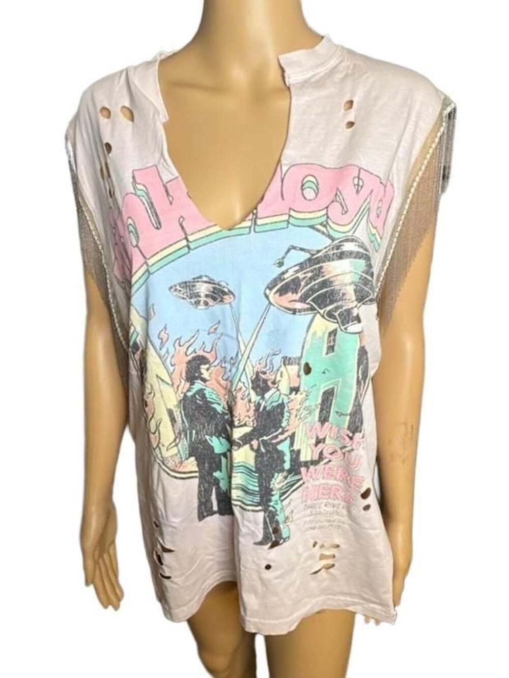 Pink Floyd 'Wish You Were Here' Fringe Tank Top